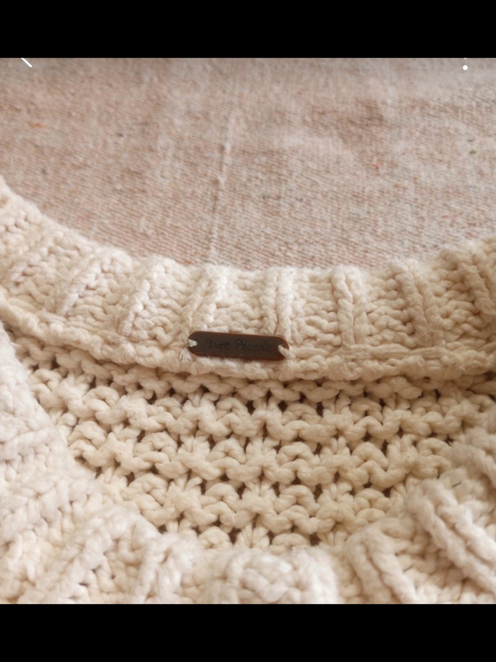 Free People Cream Chunky Cable Crewneck Sweater